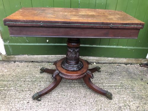 EARLY C19TH REGENCY PERIOD CARVED MAHOGANY FOLDOVER CARD OR GAMING TABLE - ADDITIONAL PHOTO 4