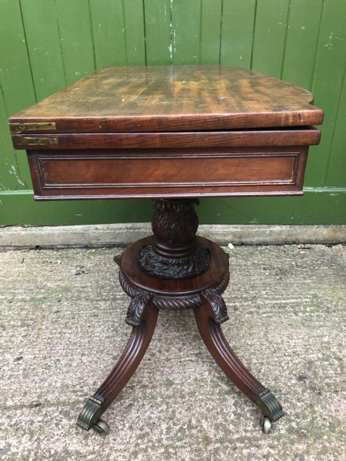 EARLY C19TH REGENCY PERIOD CARVED MAHOGANY FOLDOVER CARD OR GAMING TABLE - ADDITIONAL PHOTO 7