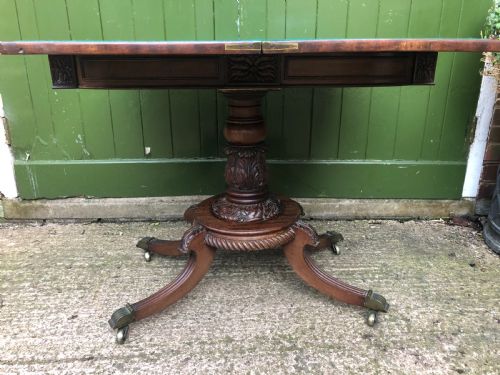 EARLY C19TH REGENCY PERIOD CARVED MAHOGANY FOLDOVER CARD OR GAMING TABLE - ADDITIONAL PHOTO 9