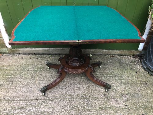 EARLY C19TH REGENCY PERIOD CARVED MAHOGANY FOLDOVER CARD OR GAMING TABLE - ADDITIONAL PHOTO 14