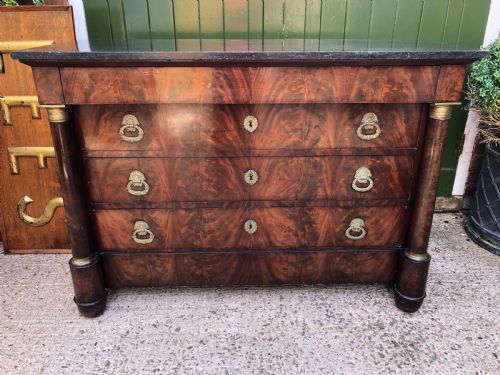 fig 1. Early C19th French Empire-style mahogany marble-topped commode chest .