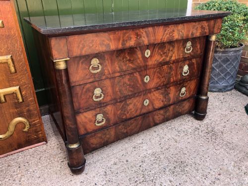 fig 3. Early C19th French Empire-style mahogany marble-topped commode chest .