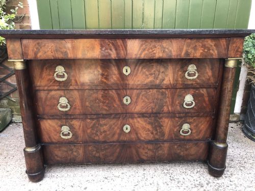 Early C19th French Empire-style Mahogany Marble-topped Commode Chest .