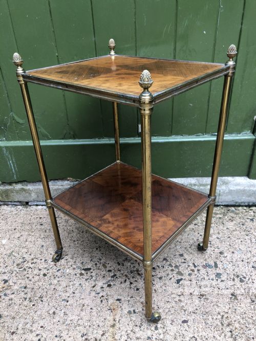 Early C19th Regency Period Brass-framed Mahogany 2-Tier Rectangular Etagere .