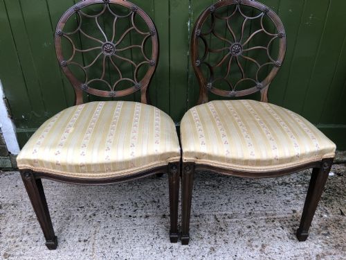 Pair of Early C20th Mahogany Side Chairs of C18th George III Period Design .
