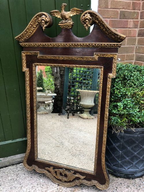 C19th George II Period Revival Walnut and Parcel-gilt Framed Mirror of Impressive Proportions.