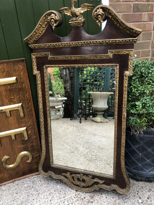 fig 1. C19th George II period revival walnut and parcel-gilt framed mirror of impressive proportions.