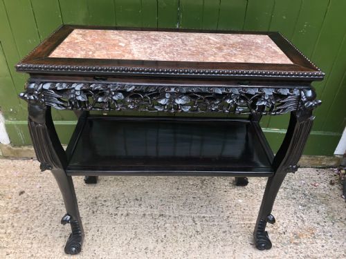 Late C19th Chinese Qing Dynasty Carved Hardwood Rectangular Centre or Hall Table .