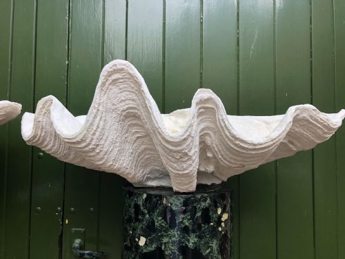 HIGHLY DECORATIVE PAIR OF EARLY C20TH COMPOSITION GIANT CLAM SHELLS OR TRIDACNA GIGANS - ADDITIONAL PHOTO 7