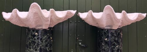 HIGHLY DECORATIVE PAIR OF EARLY C20TH COMPOSITION GIANT CLAM SHELLS OR TRIDACNA GIGANS - ADDITIONAL PHOTO 11