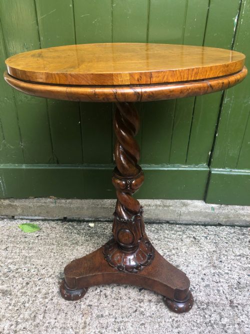 Scarce Mid C19th Burr and Pollard Oak Circular Top Occasional Table .