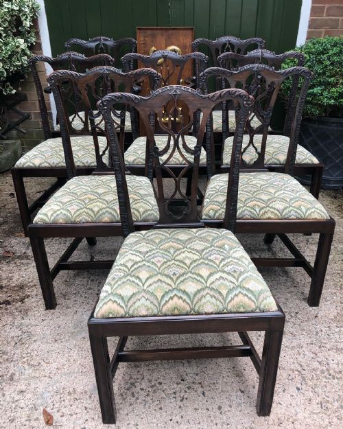 SET OF 8 EARLY C20TH CARVED MAHOGANY DINING CHAIRS IN THE MID C18TH CHIPPENDALE PERIOD STYLE - ADDITIONAL PHOTO 25