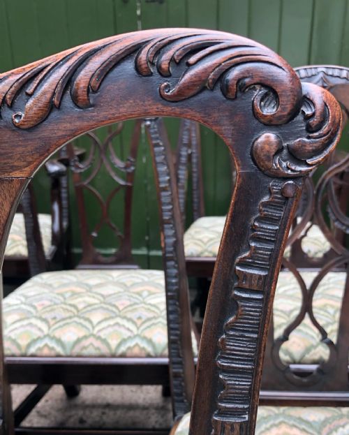 SET OF 8 EARLY C20TH CARVED MAHOGANY DINING CHAIRS IN THE MID C18TH CHIPPENDALE PERIOD STYLE - ADDITIONAL PHOTO 27