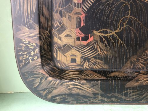 EARLY C19TH REGENCY PERIOD PAPIERMCH LACQUERED TRAY BY CLAY - ADDITIONAL PHOTO 7