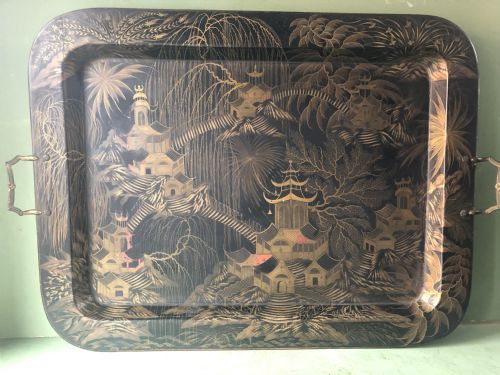 EARLY C19TH REGENCY PERIOD PAPIERMCH LACQUERED TRAY BY CLAY - ADDITIONAL PHOTO 10