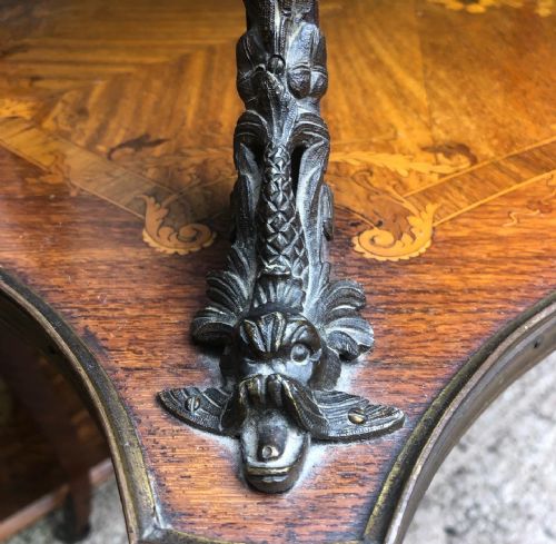 EARLY C19TH FRENCH 2TIER FLORAL MARQUETRY INLAID KINGWOOD ROSEWOOD SATINWOOD AND WALNUT ETAGERE - ADDITIONAL PHOTO 18