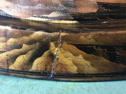 EARLY C19TH REGENCY PERIOD PAPIERMCH LACQUERED OVAL TRAY BY CLAY - ADDITIONAL PHOTO 8