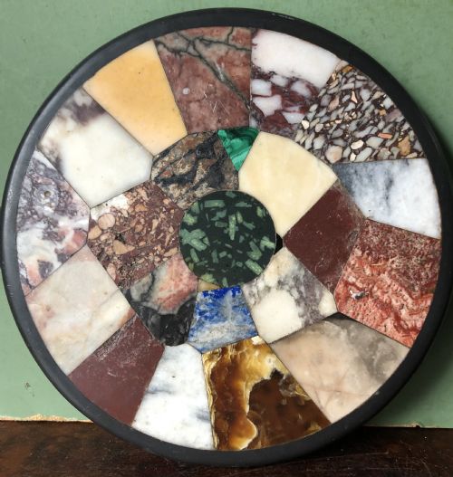 Larger Scale C19th Italian ‘Grand Tour’ Souvenir Specimen Marble Inlaid Circular Paper-weight.