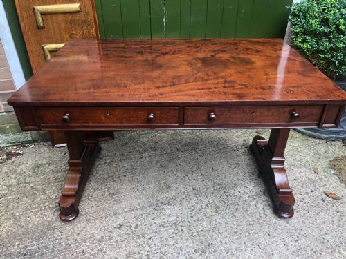 fig 1. Early C19th George IV period mahogany library or writing table of free-standing form .