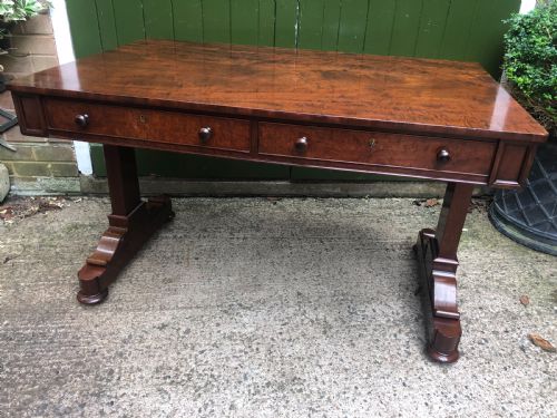fig 3. Early C19th George IV period mahogany library or writing table of free-standing form .