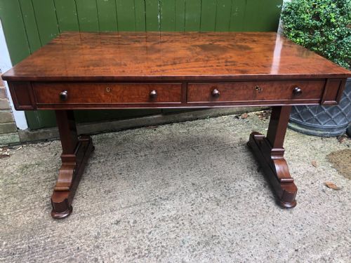 fig 4. Early C19th George IV period mahogany library or writing table of free-standing form .