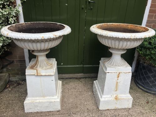 fig 1. Pair of impressive early C19th cast-iron  terrace or garden vases of imposing scale.