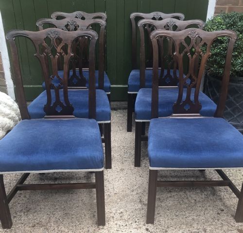 Set of 6 C18th George III Period Mahogany Dining Chairs of Chippendale Design .