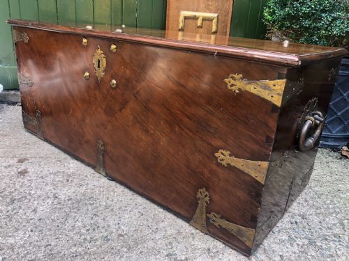C18th Dutch East Indies Teak and Cedar Chest with Gilt-brass and Bronze Fittings.