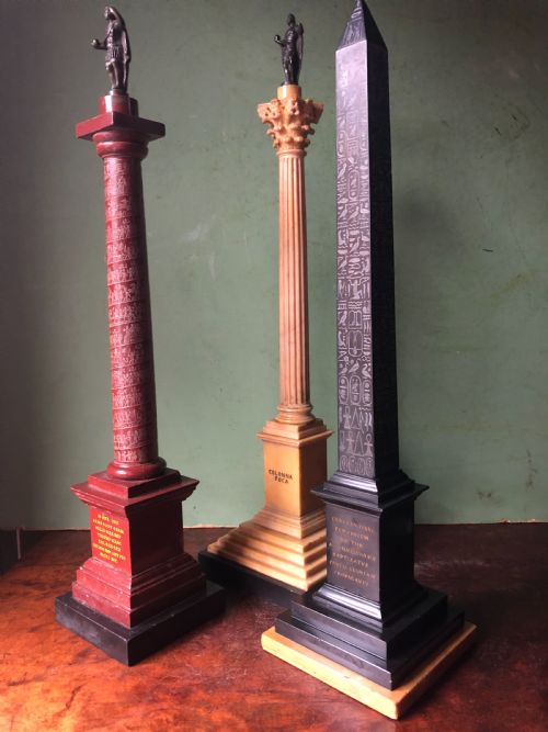 Fine Quality Group of 3 Early C19th Italian Marble  ‘Grand Tour’ Souvenir Architectural Reduction Models from Ancient Rome .