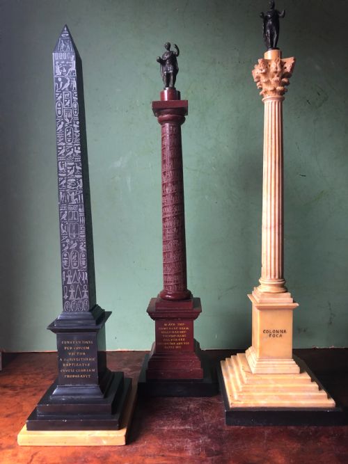 fig 1. Fine quality group of 3 early C19th Italian marble ‘Grand Tour’ souvenir architectural reduction models from ancient Rome .