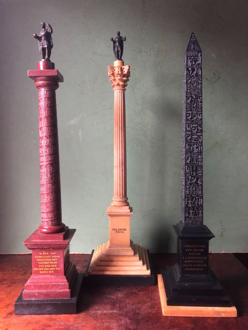 fig 2. Fine quality group of 3 early C19th Italian marble ‘Grand Tour’ souvenir architectural reduction models from ancient Rome .