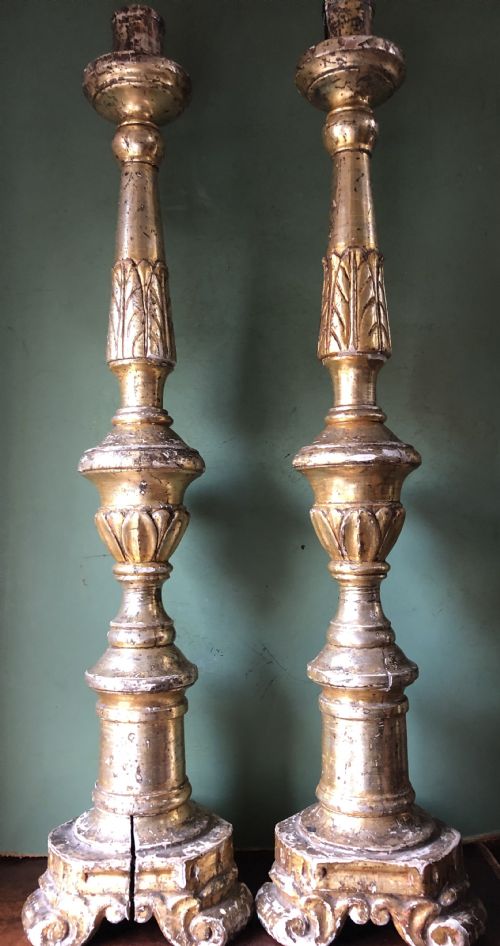 PAIR OF TALL LATE C18TH EARLY C19TH ITALIAN VENETIANSTYLE GILTWOOD AND SILVERED MECCA ALTARTYPE CANDLESTICKS - ADDITIONAL PHOTO 21
