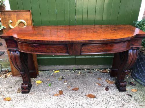 fig 1. Early C19th William IV period figured mahogany console table of bold design.