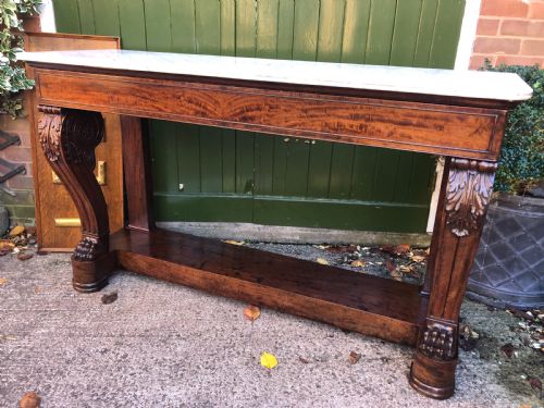 Early C19th French Charles X Period Mahogany Console Table of Impressive Proportions.