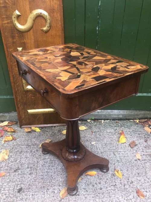 fig 2. Interesting mid C19th rectangular mahogany table with an inlaid specimen-wood top.