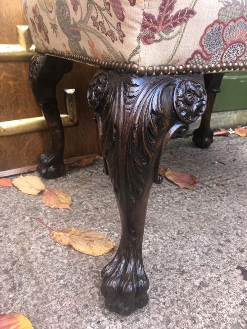 LATE C19TH EARLY C20TH CARVED WALNUT RECTANGULAR STOOL OF EARLY C18TH GEORGE II PERIOD DESIGN - ADDITIONAL PHOTO 2