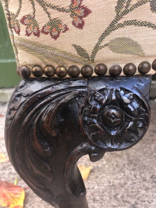 LATE C19TH EARLY C20TH CARVED WALNUT RECTANGULAR STOOL OF EARLY C18TH GEORGE II PERIOD DESIGN - ADDITIONAL PHOTO 3