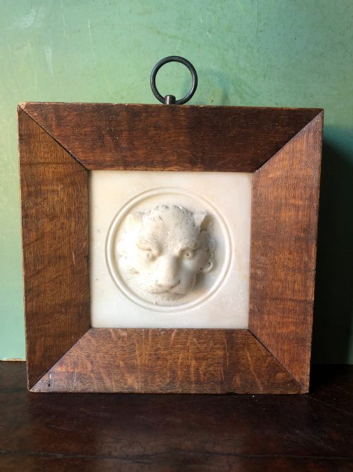 fig 2. Early C19th Regency period framed carved statuary marble study of a lion’s mask.