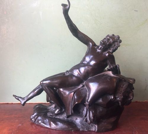 Scarce C19th Italian Neapolitan  ‘Grand Tour’ Souvenir Bronze Reduction of the Drunken Satyr of Herculaneum.