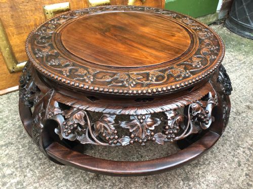 Late C19th/early C20th Chinese Qing Dynasty Carved Hardwood Circular Low Reception or Coffee Table .