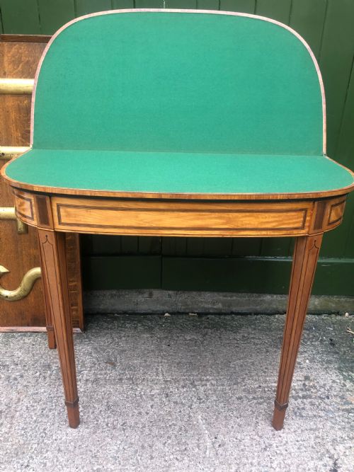 LATE C18TH GEORGE III PERIOD ROSEWOOD CROSSBANDED SATINWOOD FOLDOVER CARD TABLE - ADDITIONAL PHOTO 5