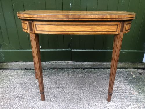 LATE C18TH GEORGE III PERIOD ROSEWOOD CROSSBANDED SATINWOOD FOLDOVER CARD TABLE - ADDITIONAL PHOTO 16