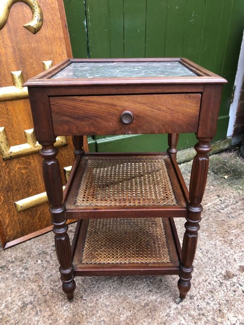 Early C19th French Charles X Period Mahogany Marble Top Bedside Table .