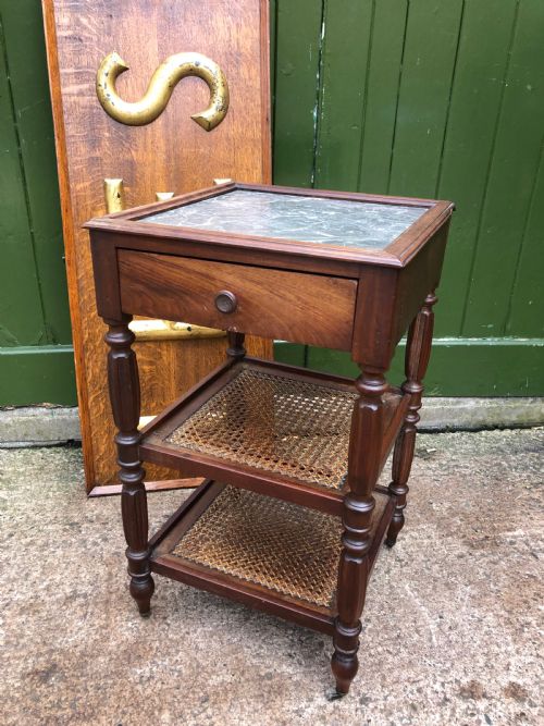 fig 1. Early C19th French Charles X period mahogany marble top bedside table .
