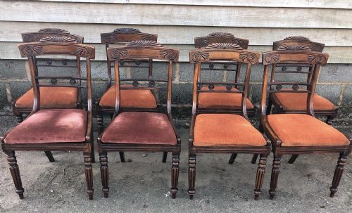 fig 1. Set of 8 early C19th Regency period mahogany dining chairs.