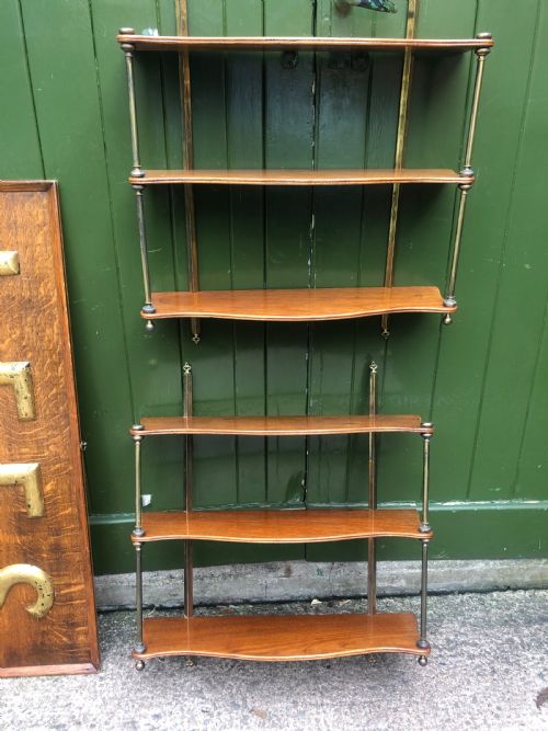 Pair of Late C19th/ Early C20th Mahogany and Brass-mounted Wall-hanging Shelves .