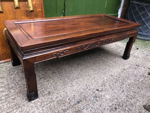 Late C19th/ Early C20th Chinese Carved Hardwood Low ‘Kang’ Table .