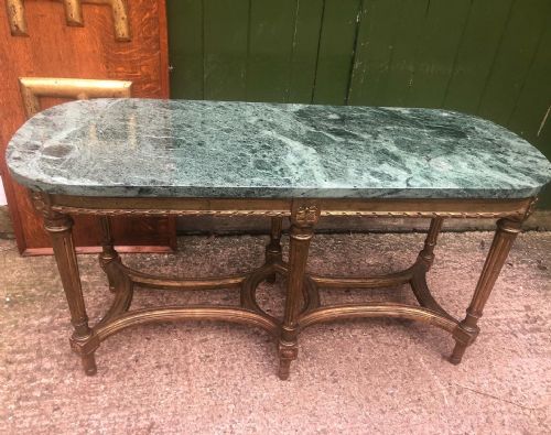 EARLY C20TH FRENCH LOUIS XVI STYLE GILTWOOD LOW TABLE WITH MARBLE TOP - ADDITIONAL PHOTO 7