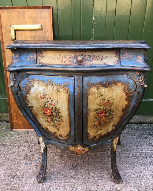 Late C19th/early C20th Italian Polychrome Paint and Gilt Decorated C18th Style Venetian Commode.