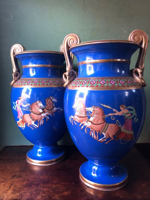 fig 2. Pair of mid C19th porcelain classical style volute-krater vases .